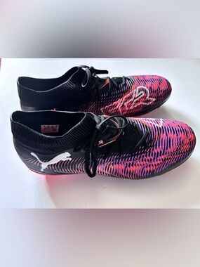 Puma Black Soccer Cleats with orange  and Purple Pattern new